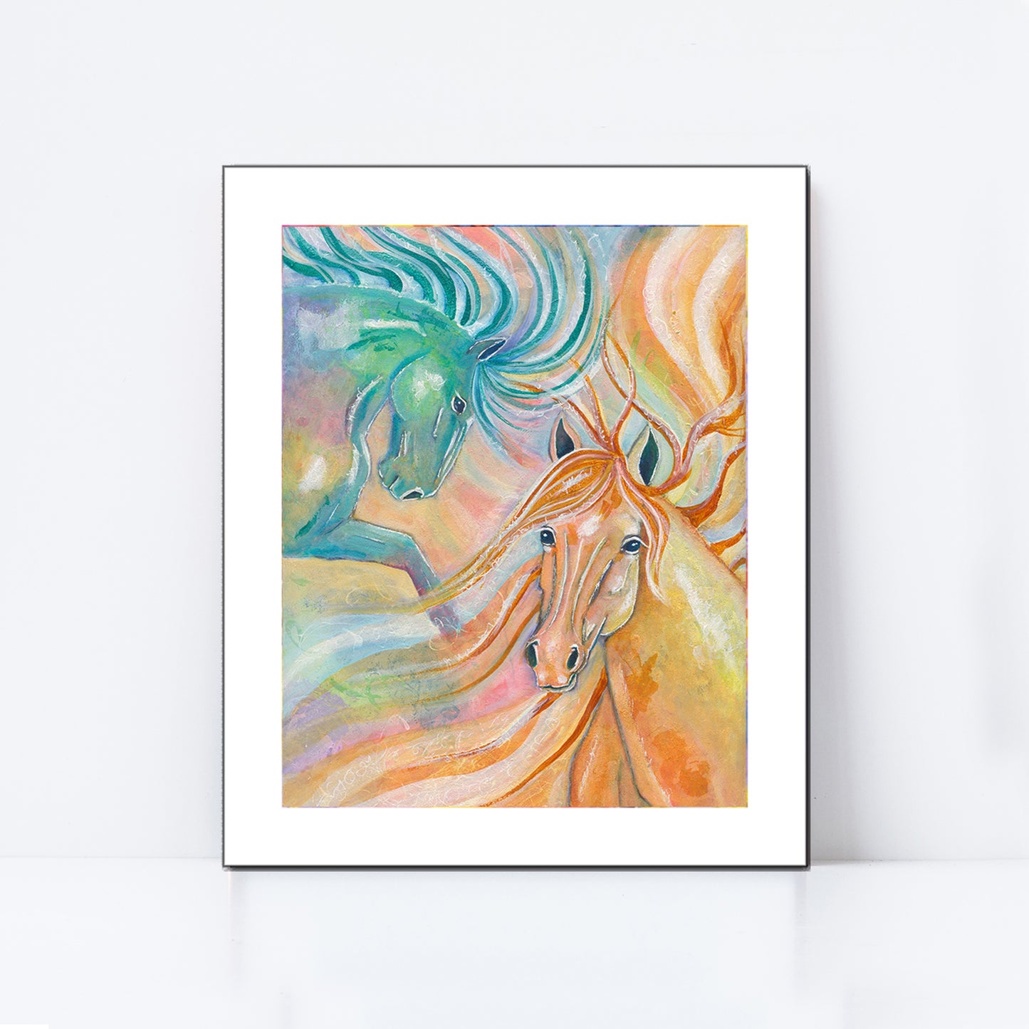 "Swirly Duo" Horses Pony Prints Fine Art Print