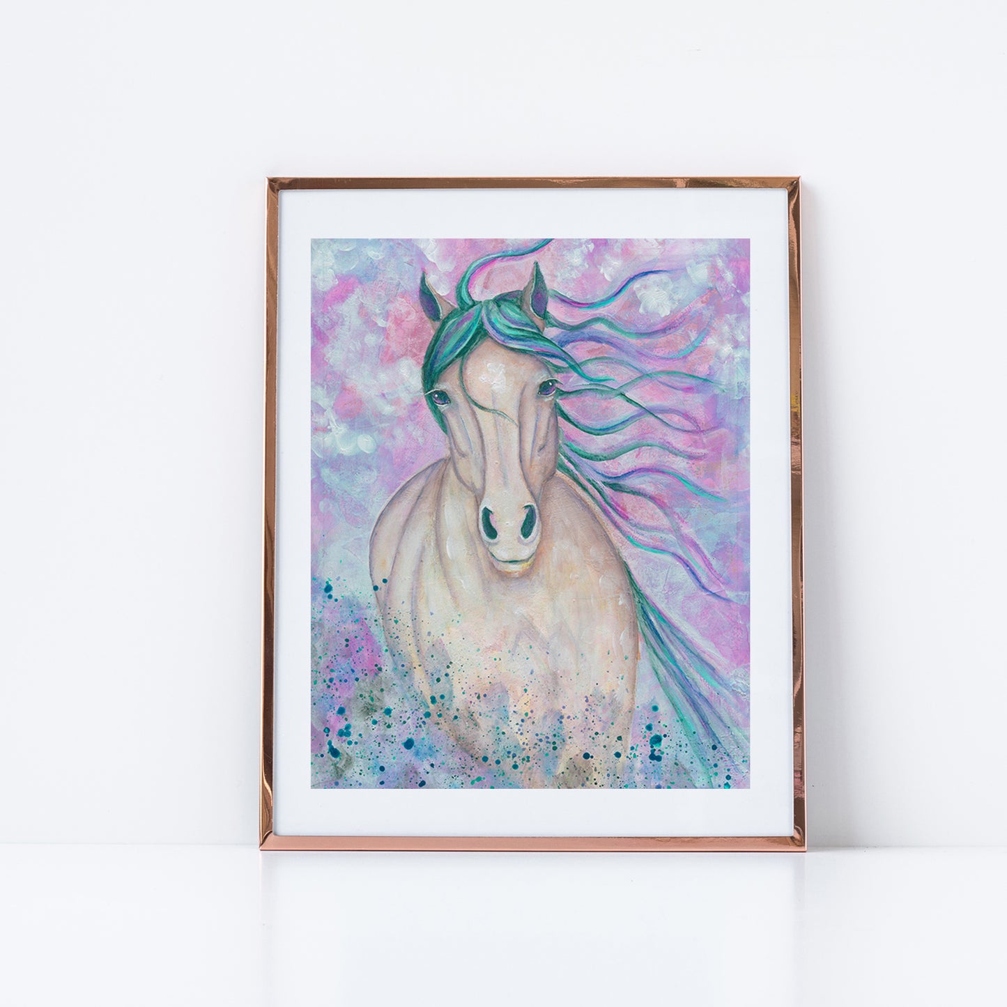 "Running Wild" Horse with Teal Fine Art Print