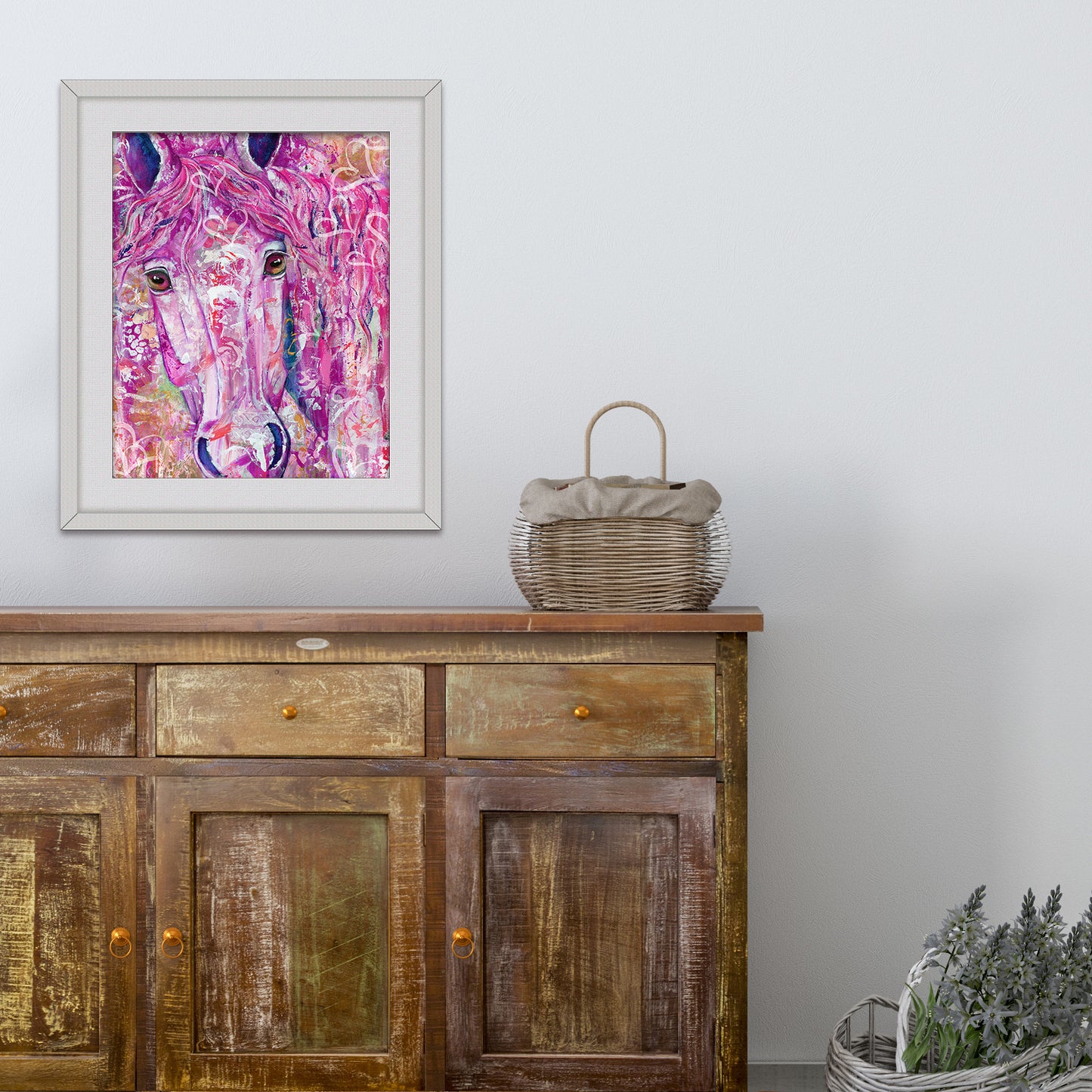 "Pink Kind Heart with Hearts" Horse Fine Art Print