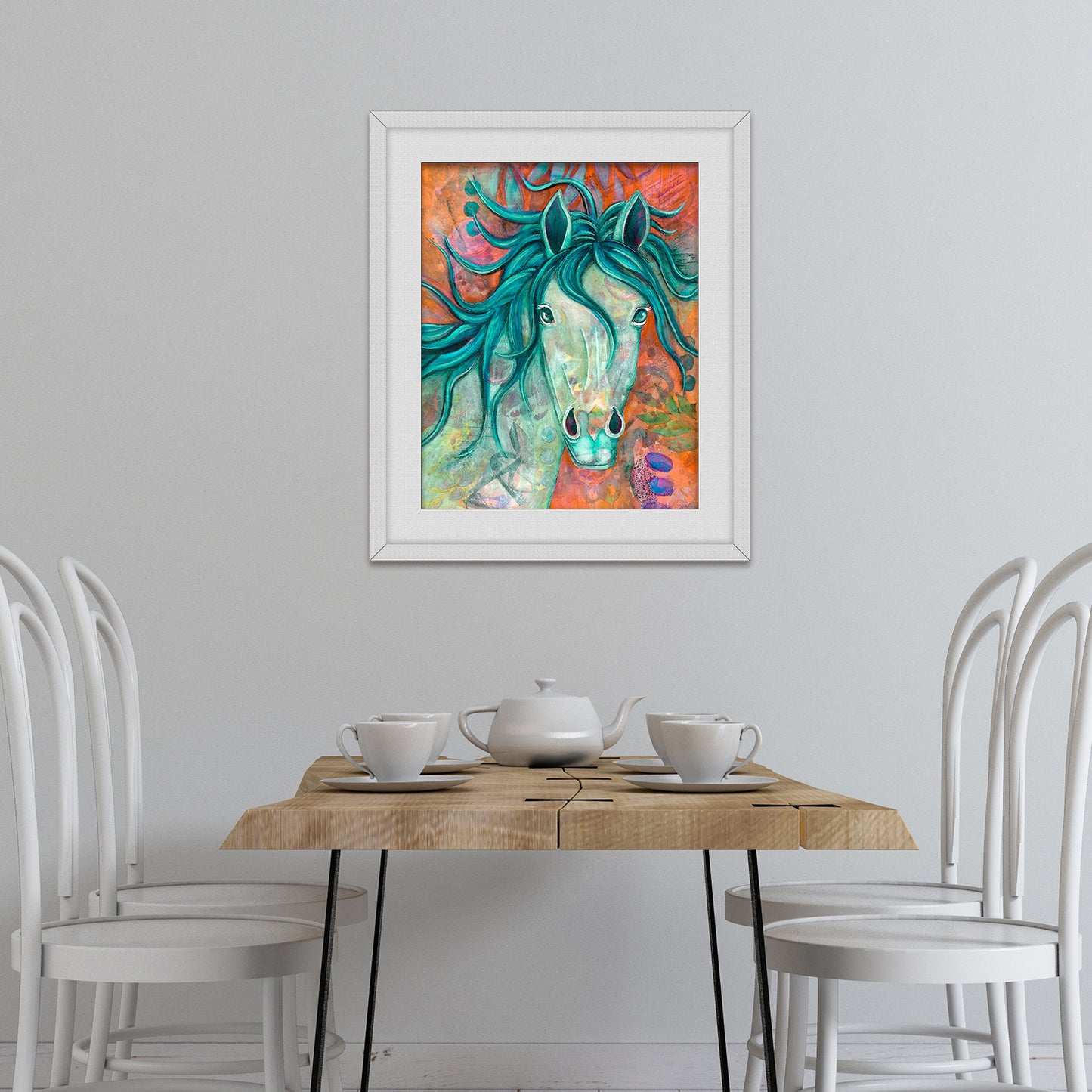 "Tranquility Arrives" Horse in Teal Fine Art Print