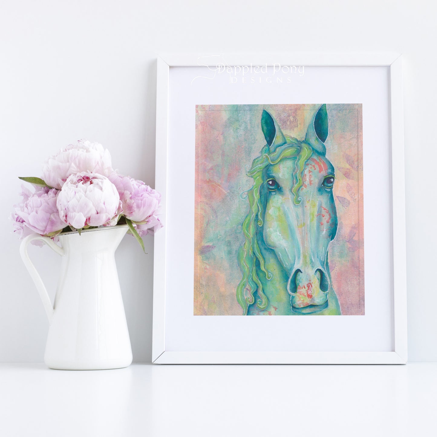 "Aqua Lime Whimsy" Horse Fine Art Print