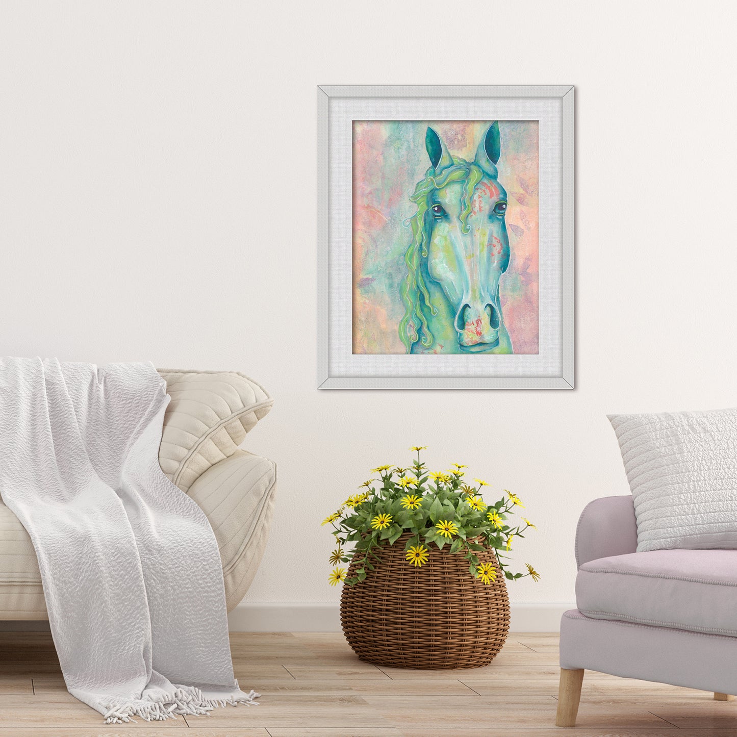 "Aqua Lime Whimsy" Horse Fine Art Print